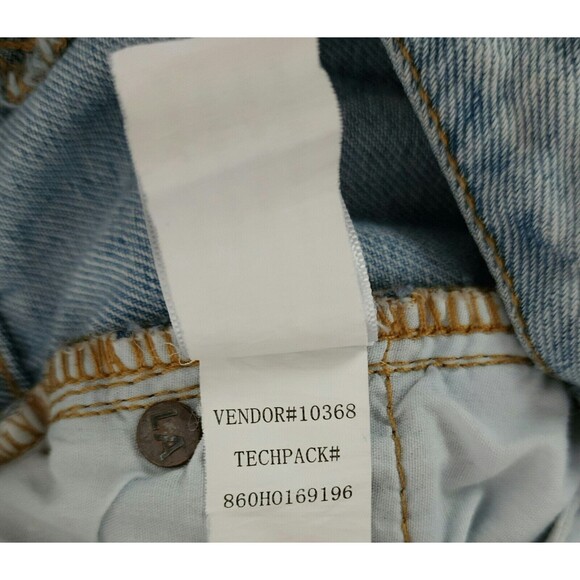 PacSun Womens Two Tone Distressed Mom Jeans Blue Cotton Button Fly Raw Hem 25/26 - Picture 9 of 11